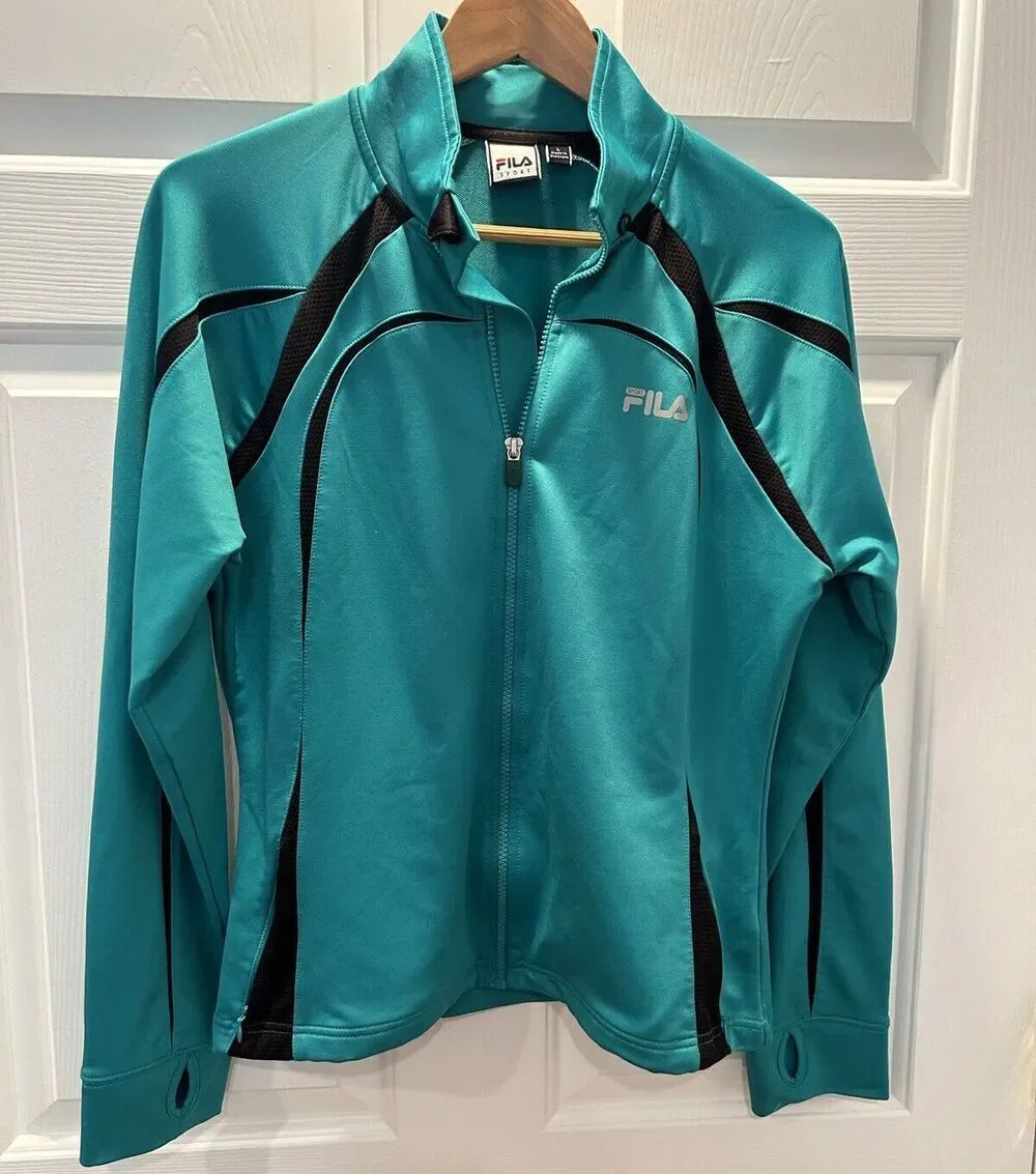 Fila Women’s Zip Up Jacket Size Large Black Green